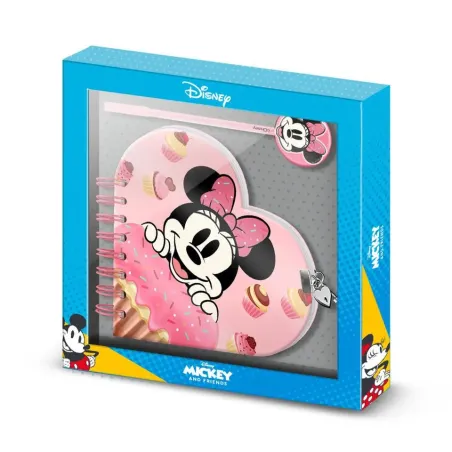 Cuaderno Corazón Llave Boligrafo Minnie