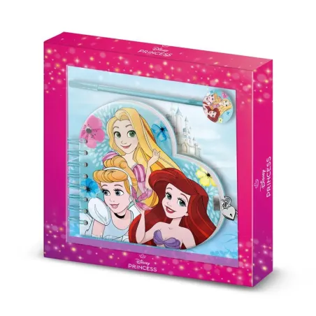 Cuaderno Corazón Llave Boligrafo Princesas
