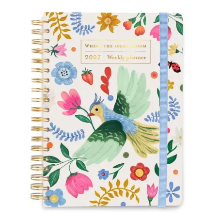 Agenda Anual Folk Flowers A5 Semana Vista 2027